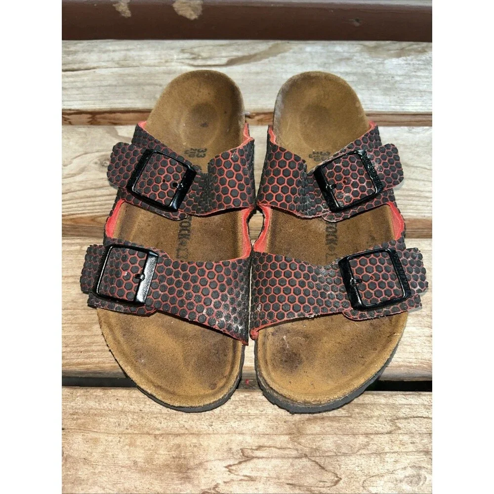 Birkenstock Arizona Black Birko Kids Sandals Size EU 33 US 1 - 1.5 Black Red
